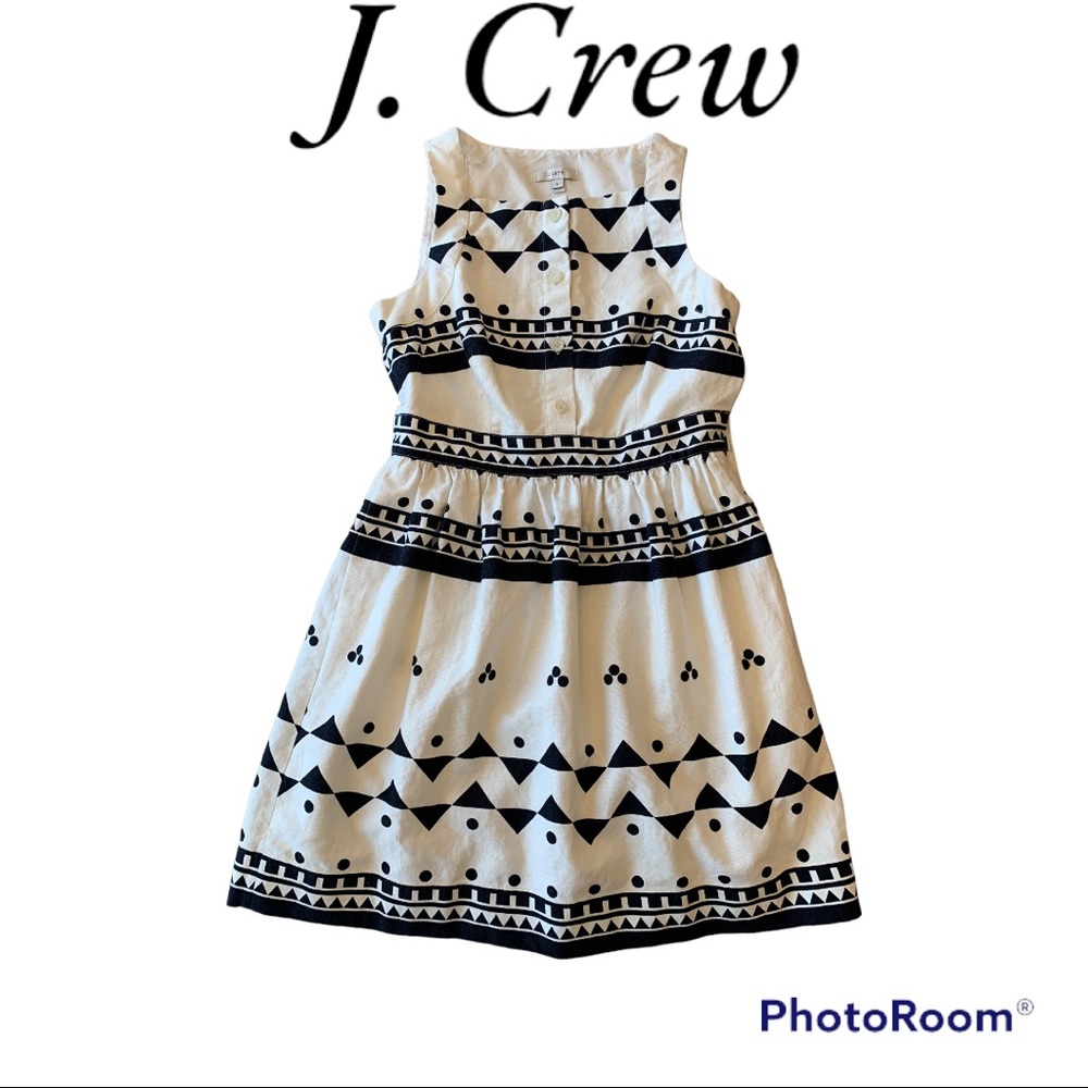 J. Crew Linen Black and White Dress